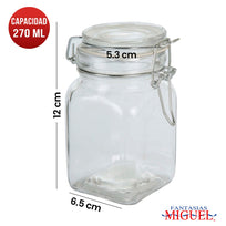 Art.11421 Frasco Con Tapa Clip Metálico aprox 270ml 12x8.5x6.5cm 1pz