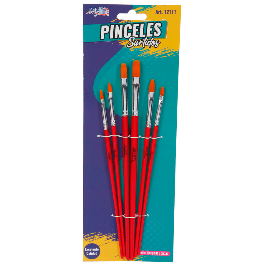 Art.12111 Juego Pincel punta Plana varios tamaños 6pz