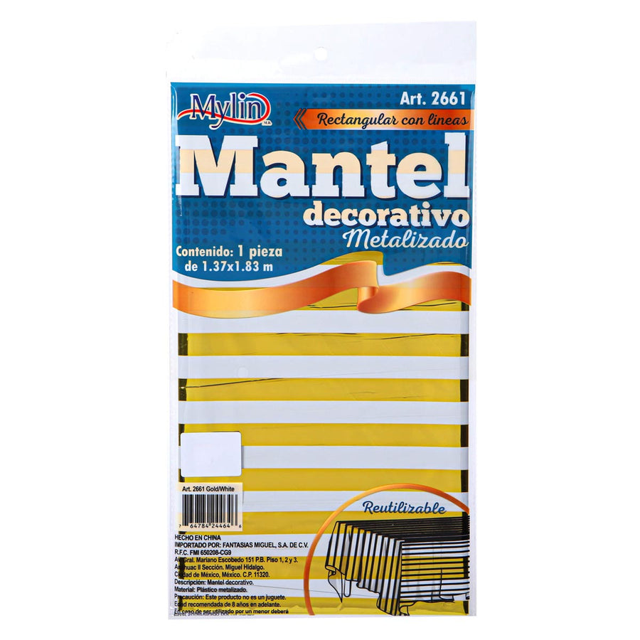 Art.2661 Mantel Metalizado Con Rayas 1.37x1.83cm 1pz