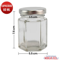 Art.3760 Frasco Cristal Con Tapa aprox 60ml 7.5x5.5cm 1pz