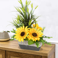 Art.3792 Ramo Fino De Girasoles X10 40cm 1pz