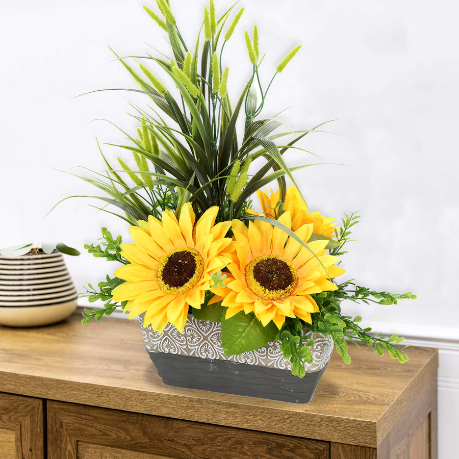 Art.3792 Ramo Fino De Girasoles X10 40cm 1pz