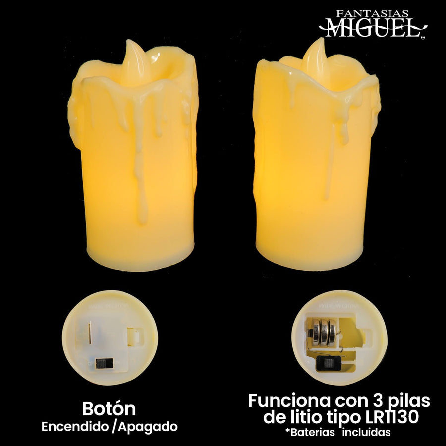 Art.4612 Vela Led   (Cada Pieza Incluye 3 Baterias reemplazables) 6.5x4x4cm 2pz