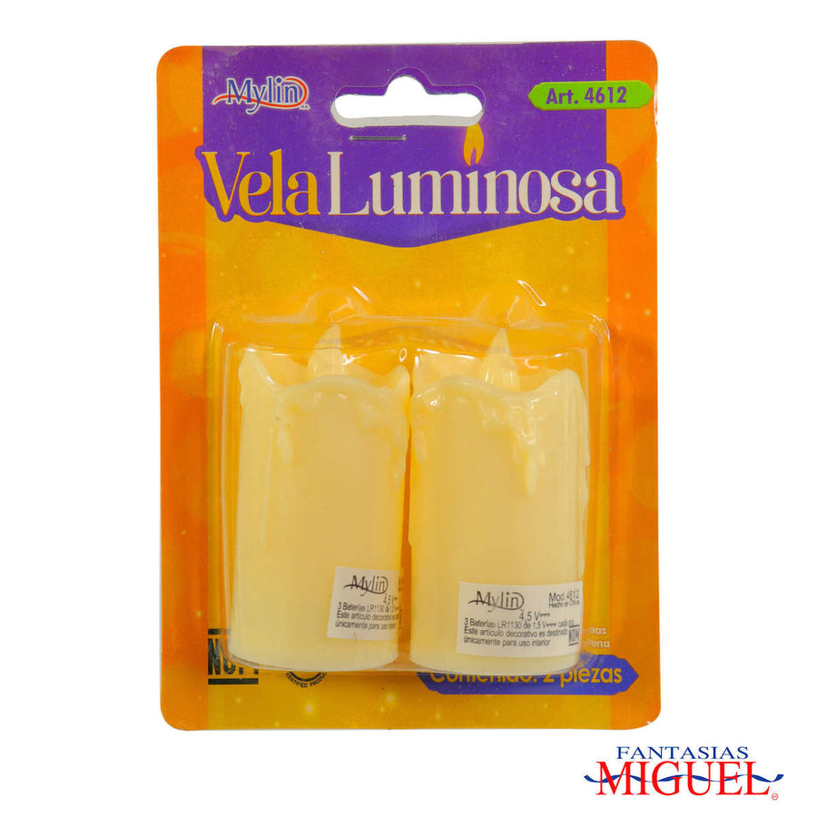 Art.4612 Vela Led   (Cada Pieza Incluye 3 Baterias reemplazables) 6.5x4x4cm 2pz