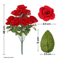 Art.4641 Ramo De Rosas Abiertas X11 Flores con Follaje 48cm 1pz