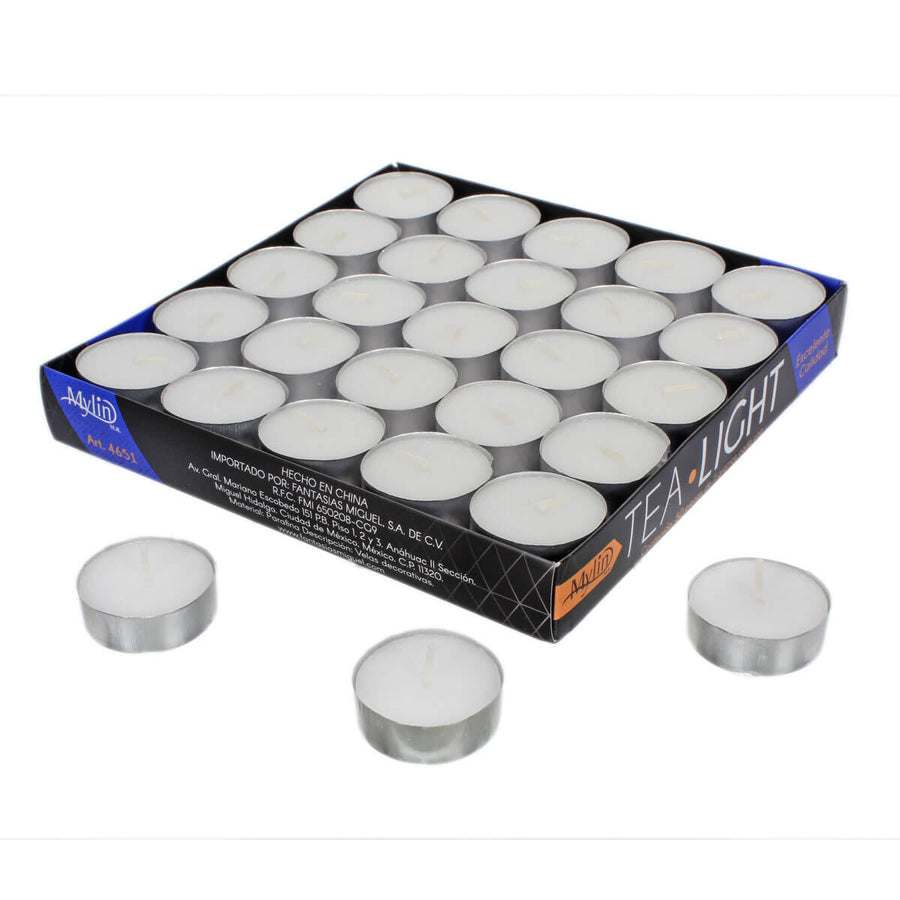 Art.4651 Caja Tea Light Sin Aroma 1.8x3.7cm 50pz