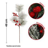 Art.5022 Vara Pino Nevado Con Cerezas 48cm 1pz