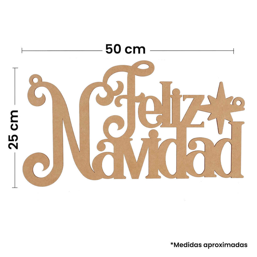 Art.5259 Letrero Navidad Mediano Natural 25x50cm 1pz