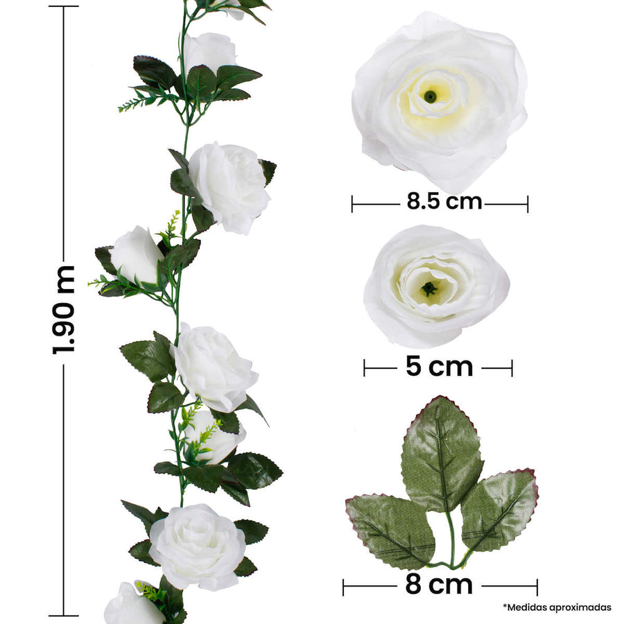 Art.8965 Guía Con 10 Rosas Y 10 Botones 1.83m 1pz