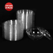 Art.9436 Contenedor de Plástico Ensaladas aprox 950ml 10.5x18.5cm 25pz