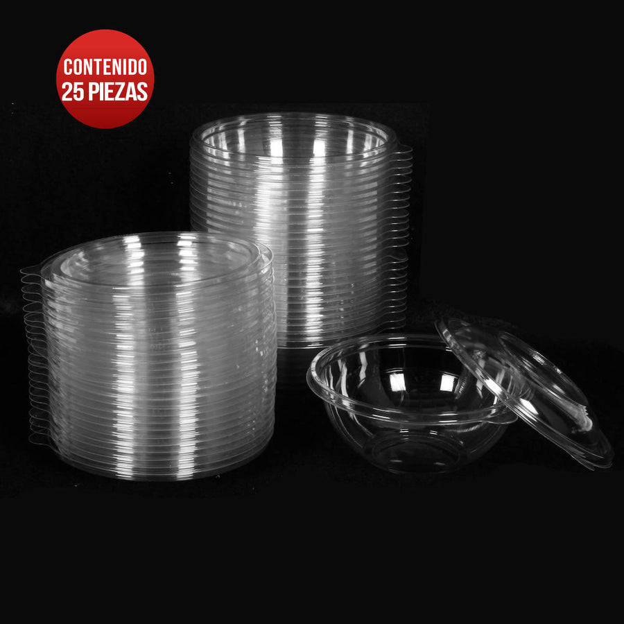 Art.9436 Contenedor de Plástico Ensaladas aprox 950ml 10.5x18.5cm 25pz