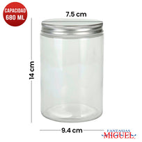 Art.9594 Frasco Cristal Con Tapa 680ml 14x9.5cm 1pz