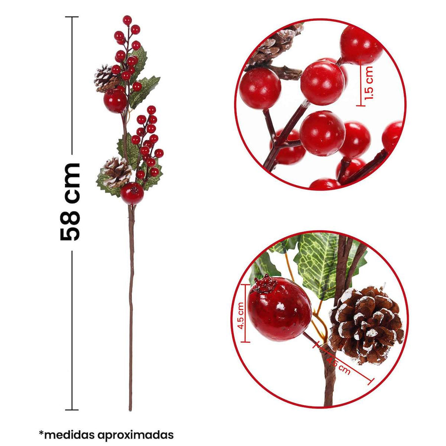 Art.9872 Vara Natural Con Cerezas/Pino/Manzana 58cm 1pz