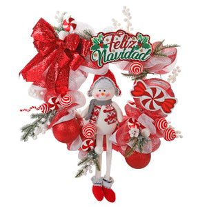 Corona De Malla Navideña Caramelos