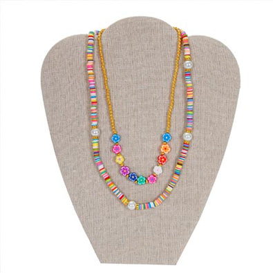 Fantasías Miguel Clave:BR21 Collar Con Flores Cuentas Heishi