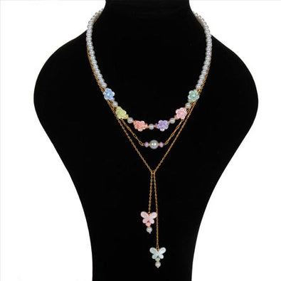 Fantasías Miguel Clave:IP2560 Collar Con Cuentas De Flores Y Mariposas