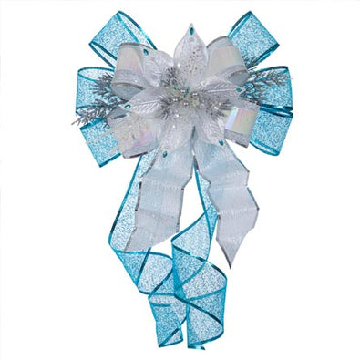 Fantasías Miguel Clave:ML3372 Moño Turquesa/Plata Con Nochebuena
