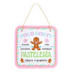 Fantasías Miguel Clave:ML3445 Letrero Navideño Rosa Con Galleta De Gengibre
