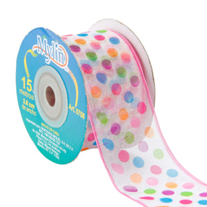 Art.5758 Listón Organza Con Puntos Multicolor