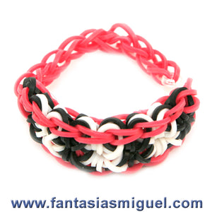 Pulsera Doble Estrella, Negro – Blanco – Rojo