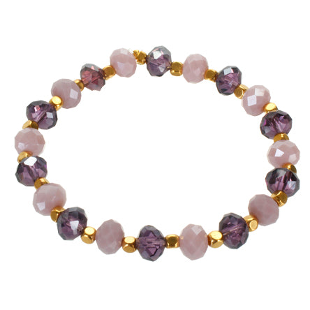 Pulsera Ensartada Con Rondel Lavanda/Morado