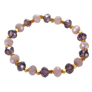 Pulsera Ensartada Con Rondel Lavanda/Morado