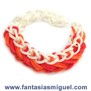 Pulsera Zipper Blanco-Naranja-Rojo