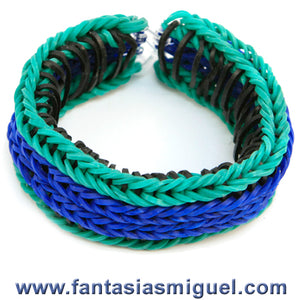 Pulsera Con Ligas Espuma De Pescado, Agua Azul Negro