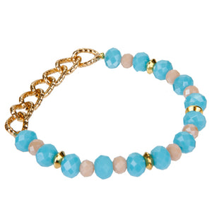 Pulsera Con Cadena Y Rondeles Durazno/Agua