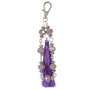 Llavero Con Borla Y Rondeles Lavanda