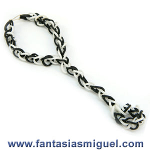 Pulsera Con  Anillo, Blanco – Negro