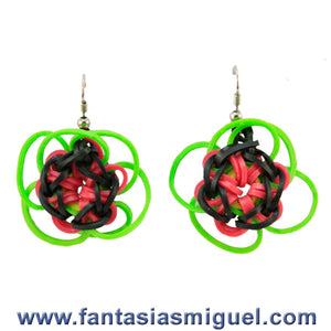 Aretes De Flor, Limón Fiusha Negro Amarillo