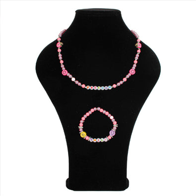 Fantasías Miguel Clave:ED99 Juego Collar Y Pulsera Rosa Smile