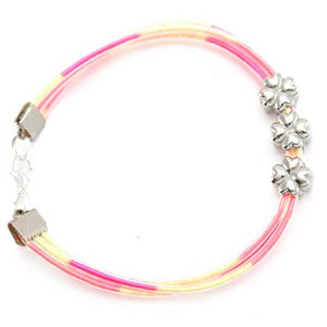 Pulsera Rosa-Marfil Con Cuenta Flor