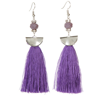 Fantasías Miguel Clave:GF305 Aretes Con Rondel Y Borlas Lavanda
