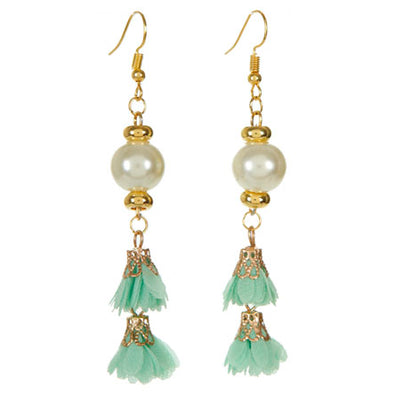 Fantasías Miguel Clave:GF400 Aretes Marfil Menta Con Dijes Y Perlas