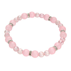 Pulsera Ensartada Con Cuenta Cristal Rosa
