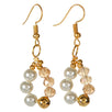 Fantasías Miguel Clave:IA130 Aretes Con Perla Marfil Y Rondel Miel