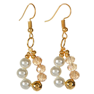 Fantasías Miguel Clave:IA130 Aretes Con Perla Marfil Y Rondel Miel