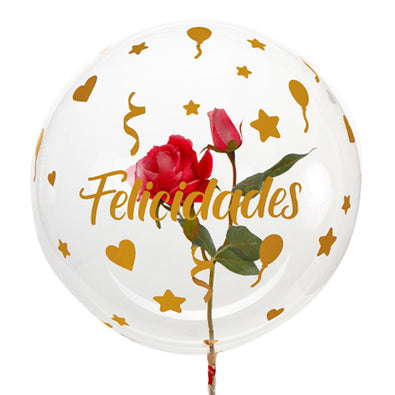 Fantasías Miguel Clave:IM1097 Globo Felicidades Con Rosa