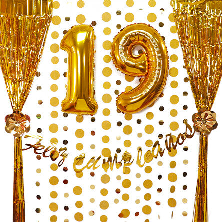 Decoracion Feliz Cumpleaños Oro