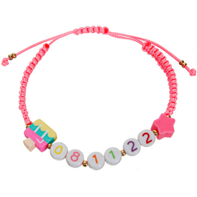 Fantasías Miguel Clave:IP2268 Pulsera Cuentas Numeros Rosa