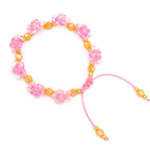 Pulsera Rosa-Amarillo Con Flores