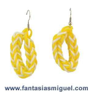 Aretes Espina De Pescado, Amarillo – Blanco