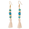 Fantasías Miguel Clave:ML2520 Aretes Azules Con Borla Y Cuenta Plastica