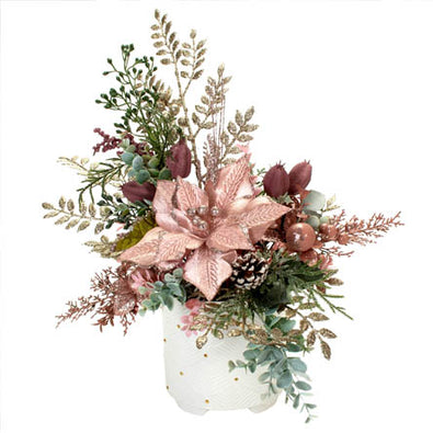 Fantasías Miguel Clave:ML3268 Centro De Mesa Navideño Rosa