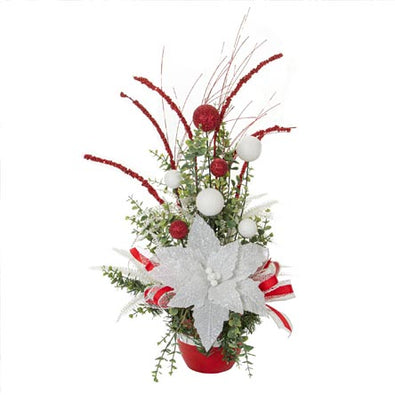 Fantasías Miguel Clave:TS25 Maceta Con Nochebuena Blanco/Rojo