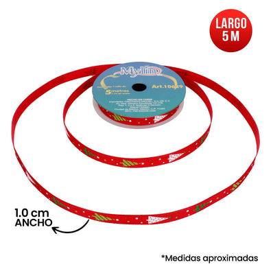 Fantasías Miguel Art.10629 Listón Navidad Popotillo Impreso 10mm 5m