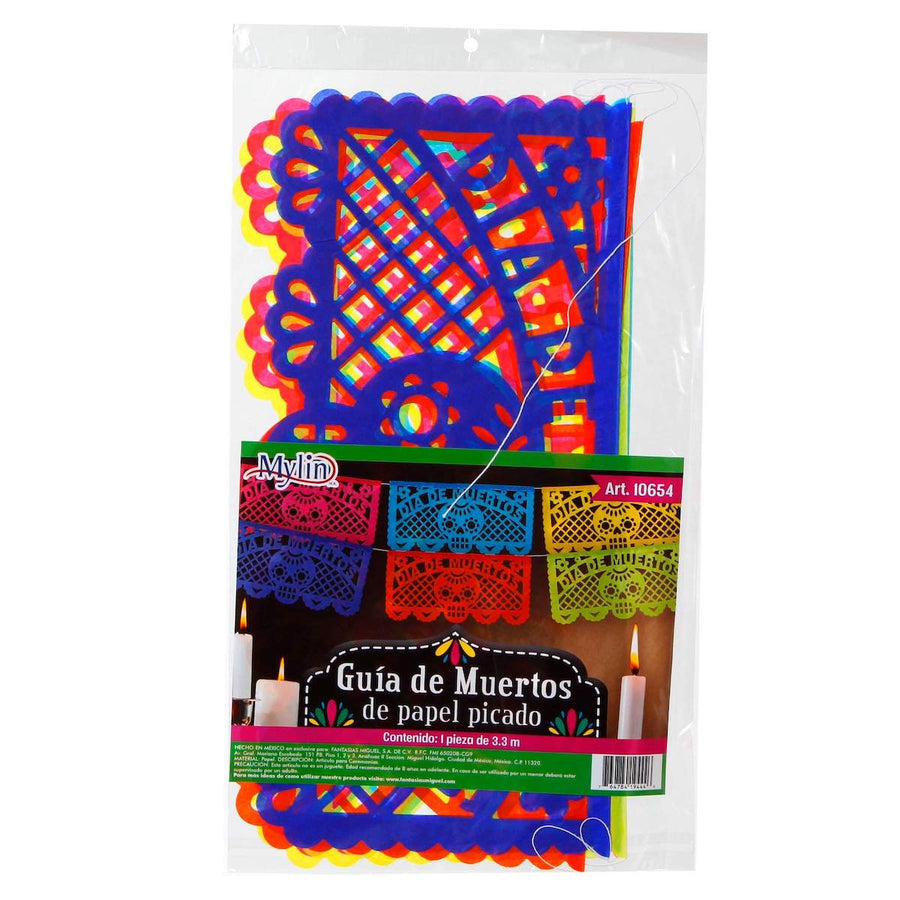 Art.10654 Guía de Papel Picado Muertos 23x47.5cm     3.3m 1pz