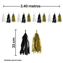 Art.10738 Guía Con 10 Borlas Papel Metálico 2.40m 1pz